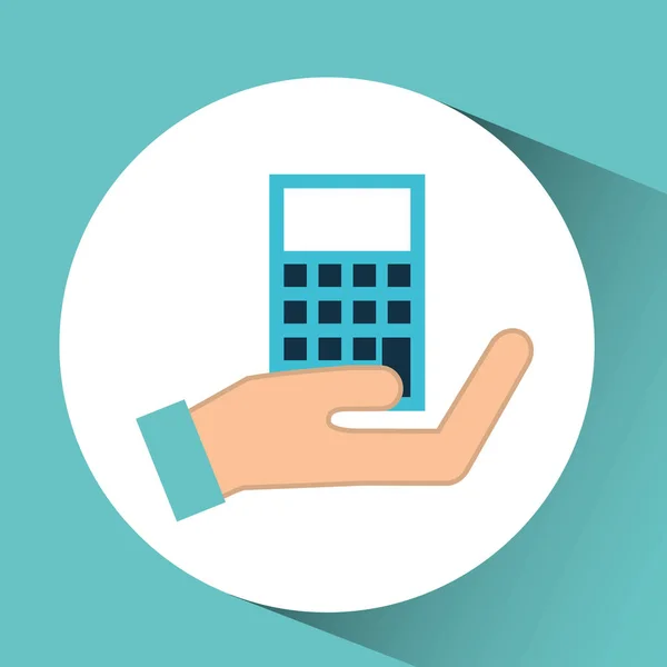 Mão calculadora finanças ícone — Vetor de Stock