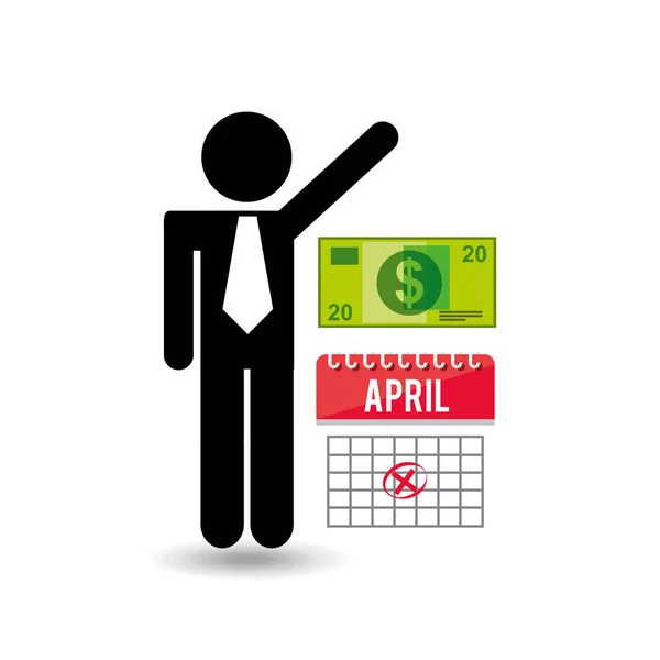 Homem de negócios planejamento impostos ícone do dinheiro design — Vetor de Stock
