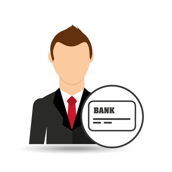 Personagem empresário ícone de débito de cartão de crédito — Vetor de Stock