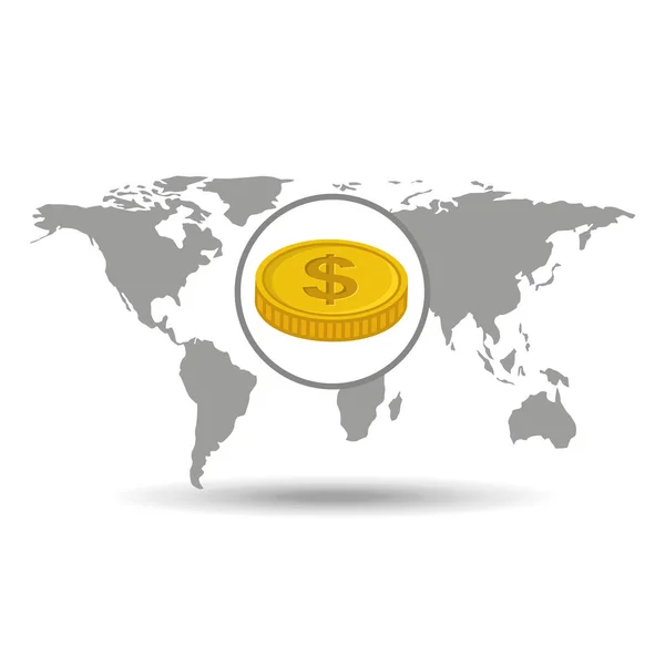 Icono de concepto de moneda de negocio global — Vector de stock