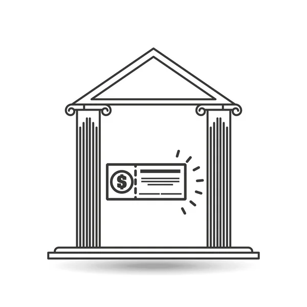 Bank byggnad pengar kontrollera design — Stock vektor