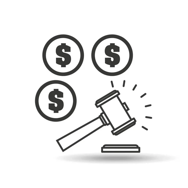 Geld rechter hamer concept pictogram — Stockvector