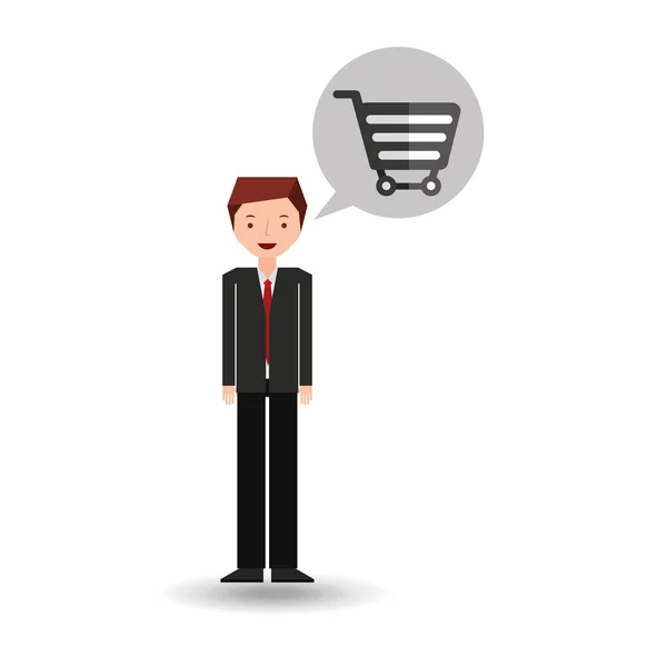 Business man cartoon and e-commerce — Stock Vector