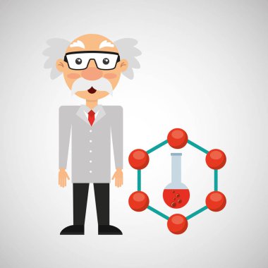 karakter adam bilim adamı test tüp çizmek