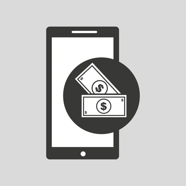 Concepto de dólar factura de dinero smartphone — Vector de stock