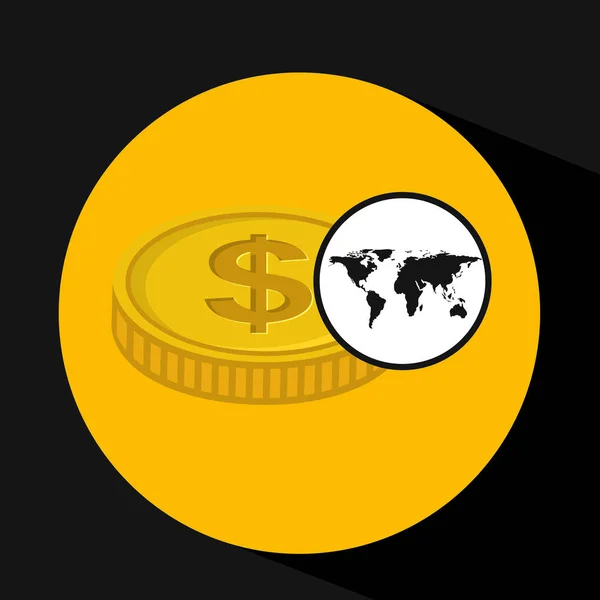Icona del concetto di valuta aziendale globale — Vettoriale Stock