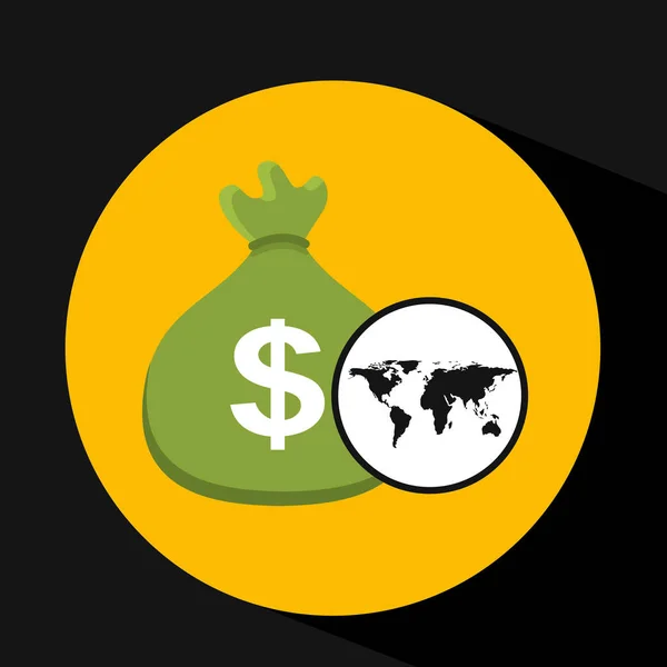 Иконка глобальной бизнес-сумки деньги — стоковый вектор