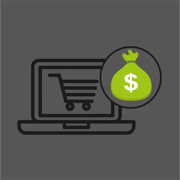 Kupić pieniędzy torby e-commerce Ikony rynku — Wektor stockowy
