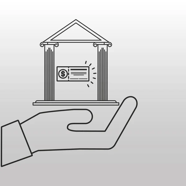 Projeto de verificação de dinheiro do edifício bancário — Vetor de Stock