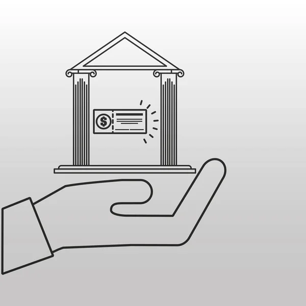 Banco edificio dinero cheque diseño — Vector de stock