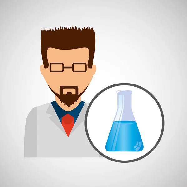 Male scientist laboratory beaker icon — Stock Vector