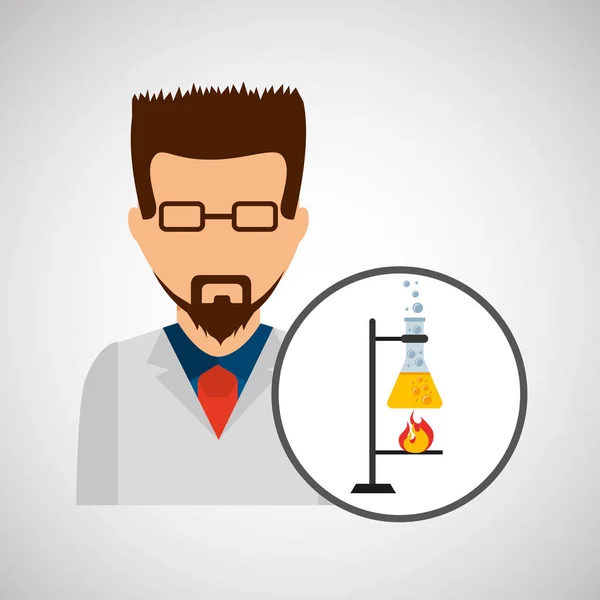 Científico masculino icono de procesamiento de laboratorio — Vector de stock