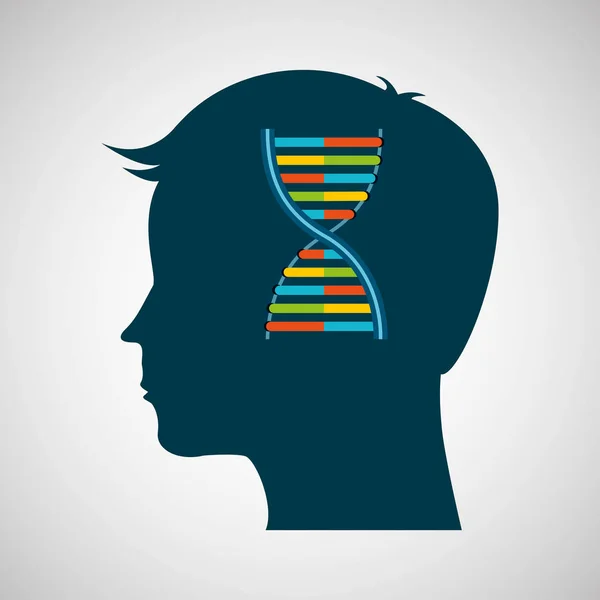 Trabalho de laboratório de moléculas de dna cabeça silhueta —  Vetores de Stock