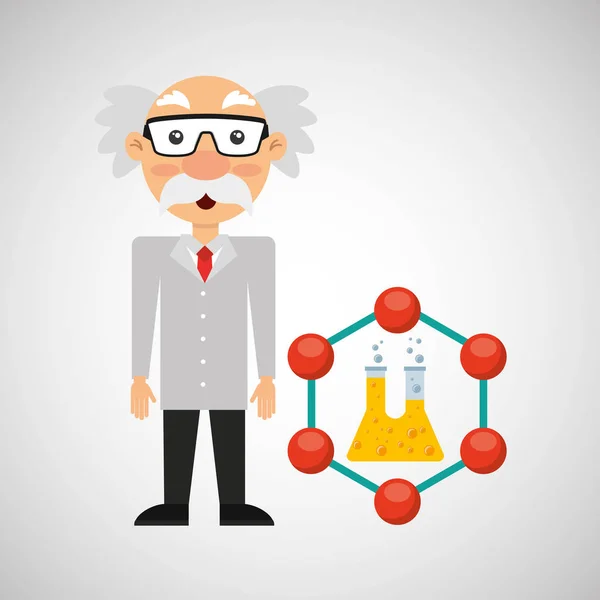 Charakter Mann Wissenschaftler Experiment Reagenzglas — Stockvektor