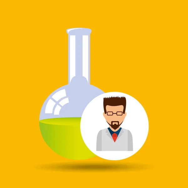 Mâle scientifique laboratoire fiole icône — Image vectorielle