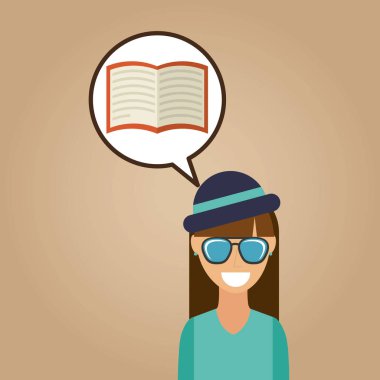 hippi kız açık kitap antika arka plan