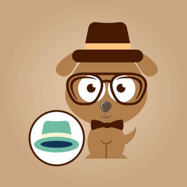 hipster köpek sembolü şapka tasarım antika arka plan