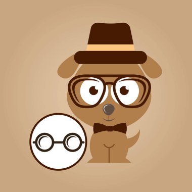 köpek hipster kavramı, gözlük vintage