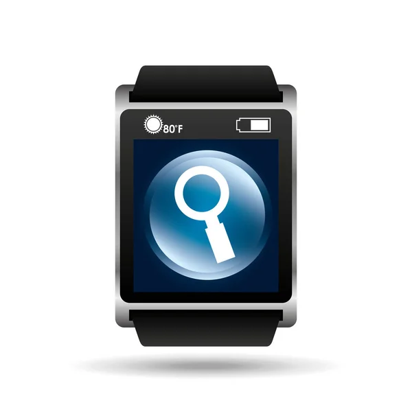 Smart Watch-klocka Sök ikonen media — Stock vektor