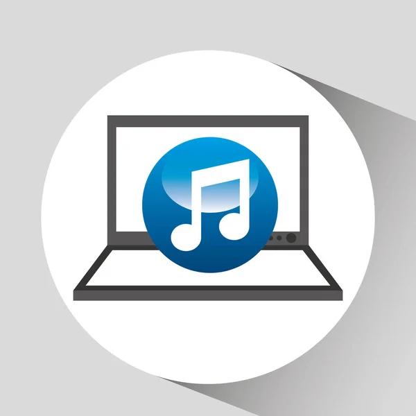 Laptop display konzept note musik media design — Stockvektor