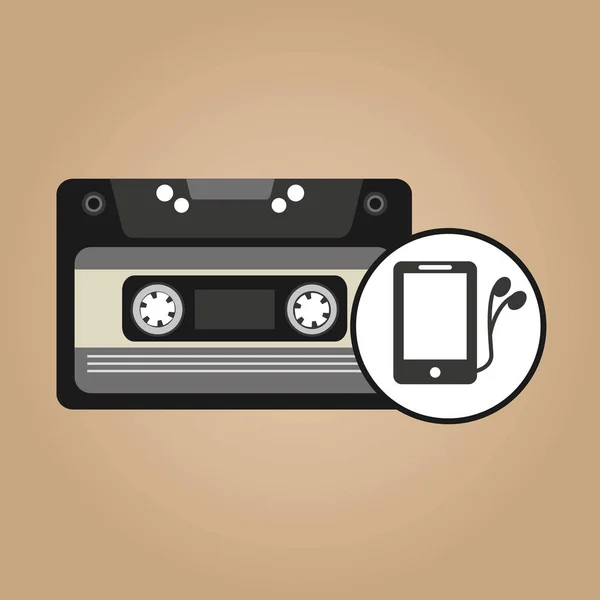 Musik kassett hörlurar vintage bakgrund desgin — Stock vektor