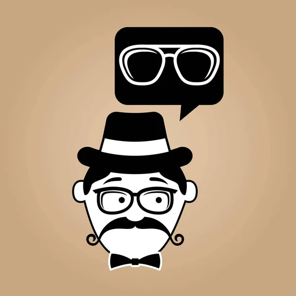 Çizgi film hipster güneş gözlüğü simgesi — Stok Vektör