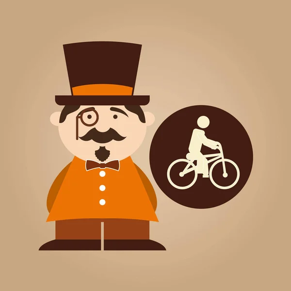 Hombre hipster ridding diseño icono de la bicicleta — Archivo Imágenes Vectoriales