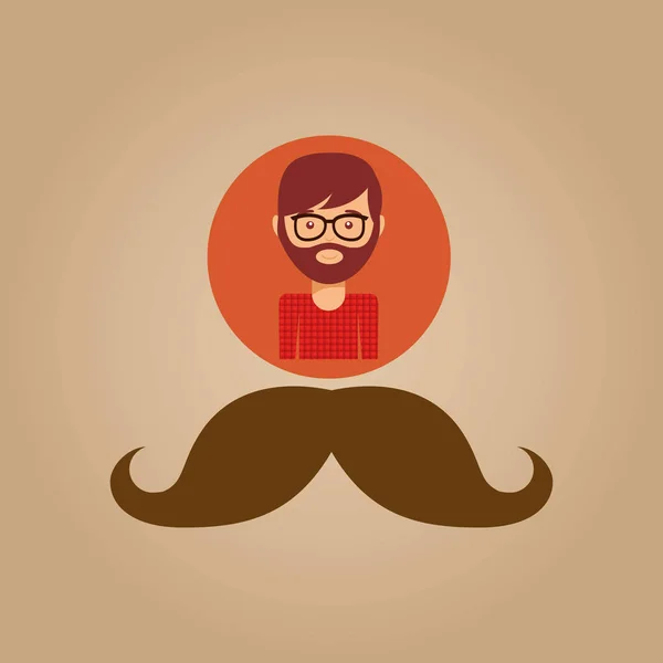 Hombre barbudo hipster y bigote icono — Archivo Imágenes Vectoriales