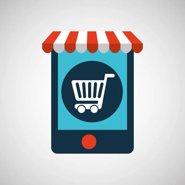 Digital e-commerce cart shopping icon design — Stock Vector