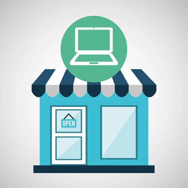 Ecommerce tienda portátil icono virtual — Archivo Imágenes Vectoriales