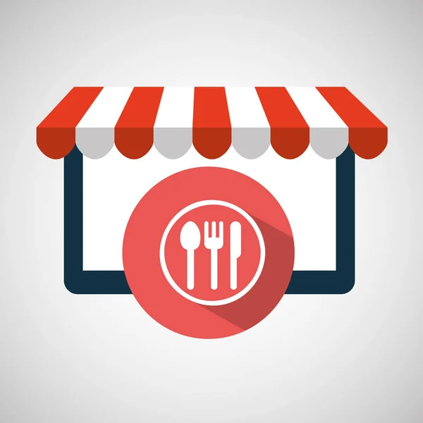 Икона дизайна ресторана онлайн магазина — стоковый вектор