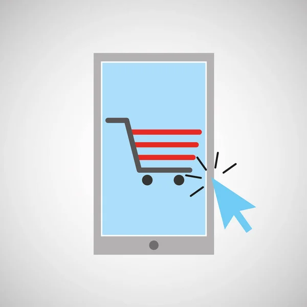 Smartphone shopping online cart graphic — Stock Vector