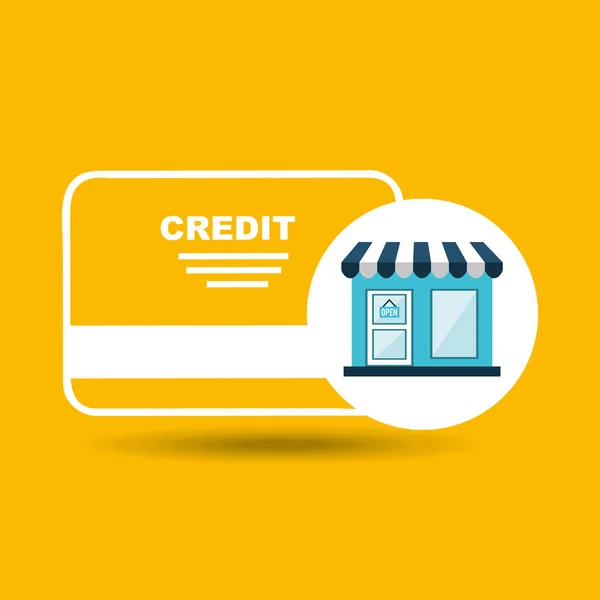 Comercio electrónico tienda tarjeta de crédito icono del banco — Archivo Imágenes Vectoriales