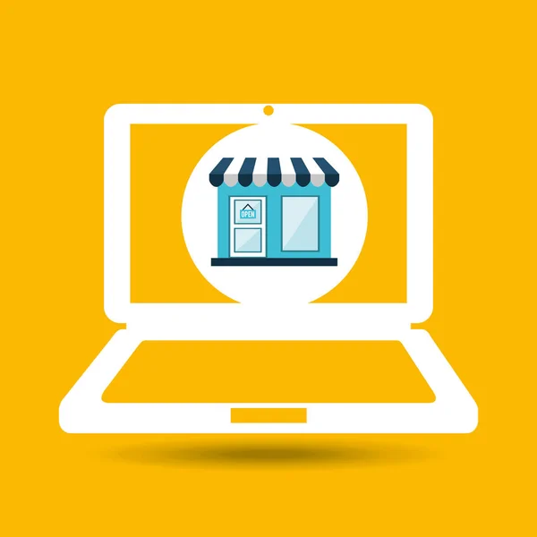 Ecommerce store laptop virtual icon — Stock Vector