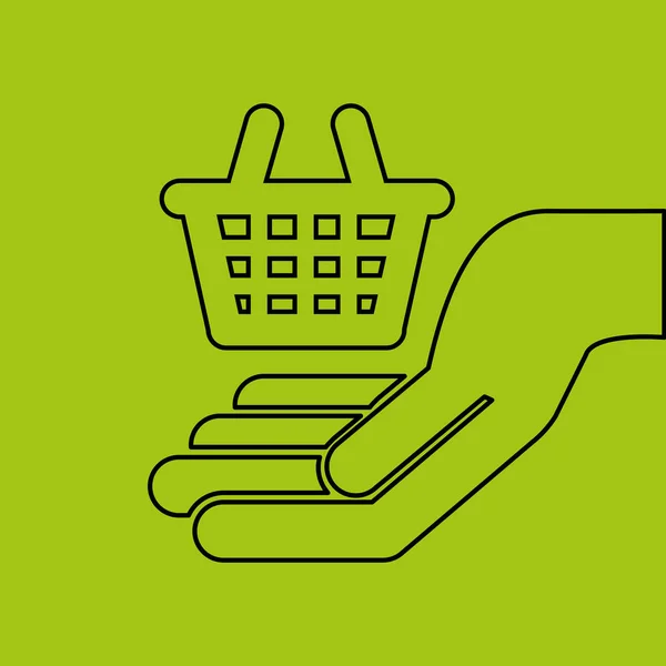 Elini tut sepet Dükkanı e-ticaret simgesi — Stok Vektör