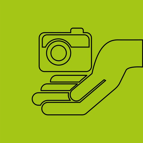 Hand hold photographic camera e-commerce icon — Stock Vector