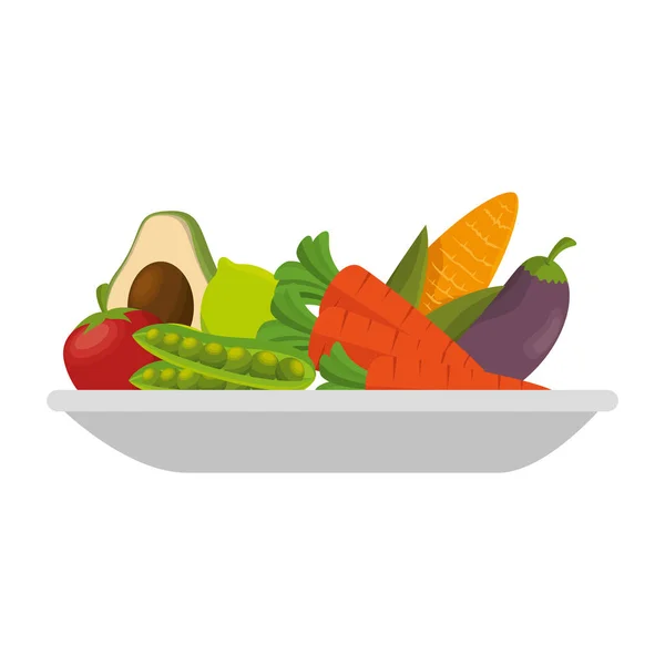 Meyve salatası plaka izole simgesi — Stok Vektör