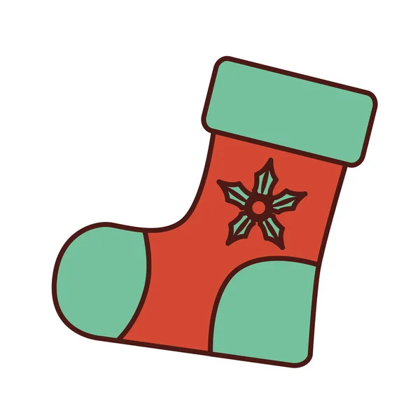 Christmas socks decorative icon — Stock Vector