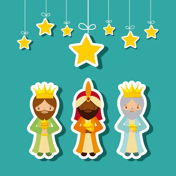 Diseño de tres Reyes Magos — Vector de stock