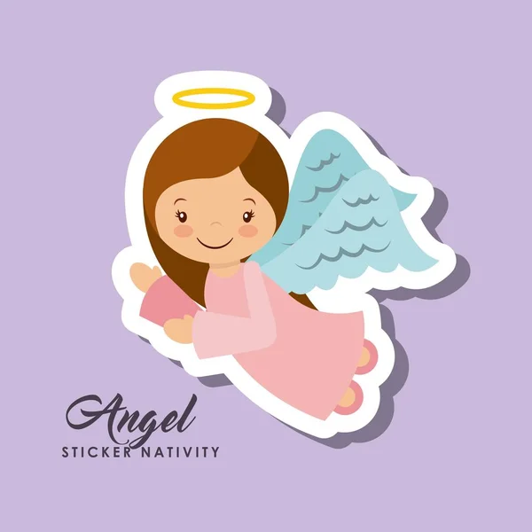 Angel sticker nativity — Stock Vector