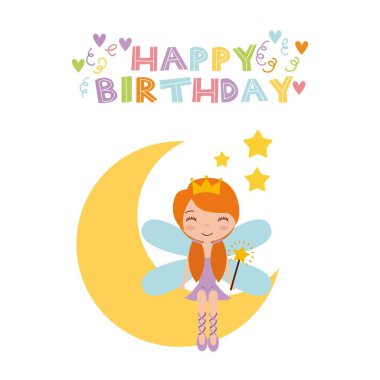 Fairy birthday card vector