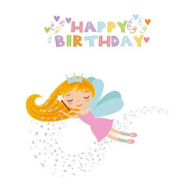 Fairy birthday card vector