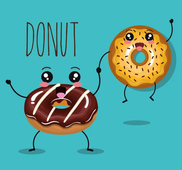 Köstliche Donut Comic-Figur — Stockvektor