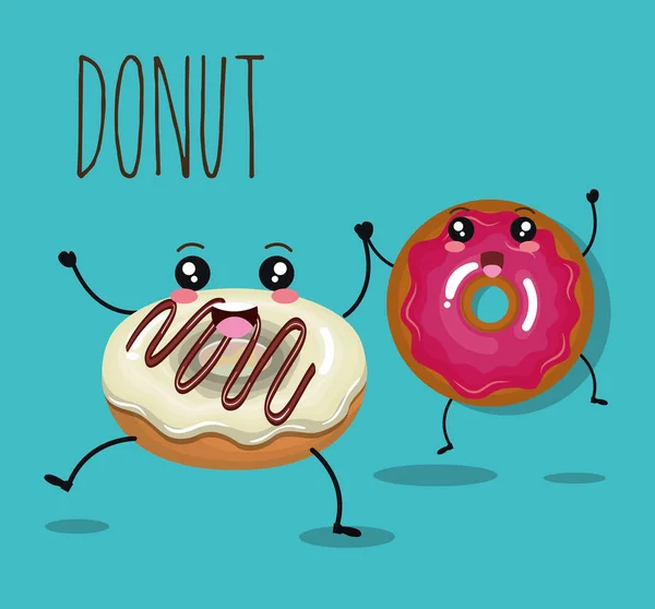 Heerlijke donut komische karakter — Stockvector