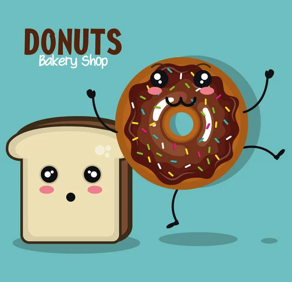 Delicious donut comic character — Stock Vector