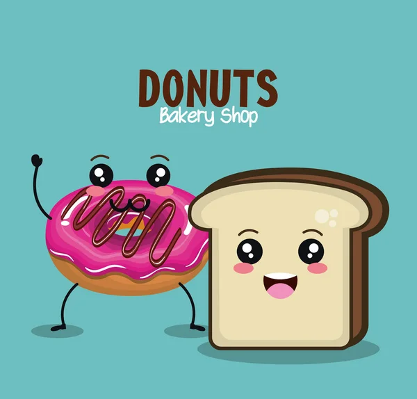 Delicioso personaje de cómic donut — Archivo Imágenes Vectoriales