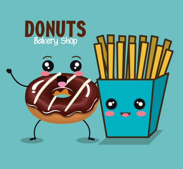 Delicious donut comic character — Stock Vector