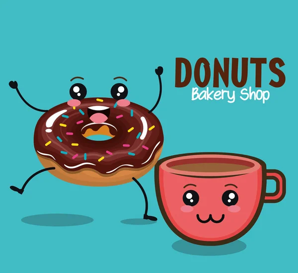 Delicioso donut personagem cômico —  Vetores de Stock