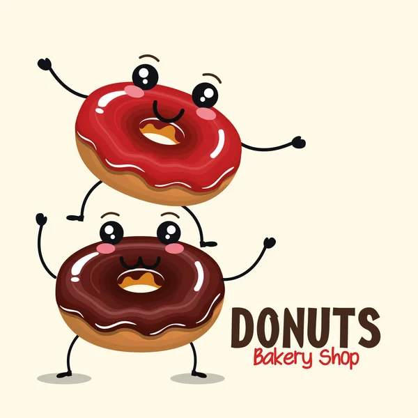 Delicious donut comic character — Stock Vector