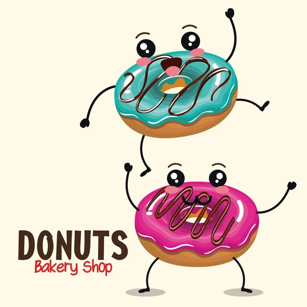 Delicious donut comic character — Stock Vector